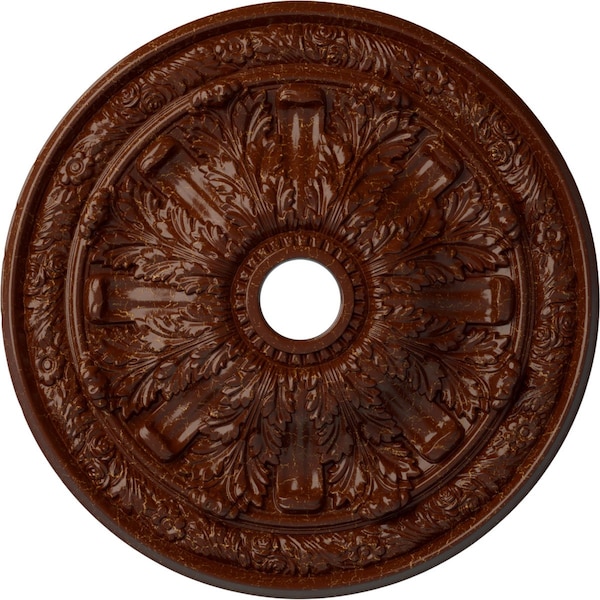 Ekena Millwork Flagstone Medallion (Canopies up to 3 7/8"), 30"OD x 3 7/8"ID x 3 1/4"P, Burnished Mahogany Crackle CM30FLBMC - main